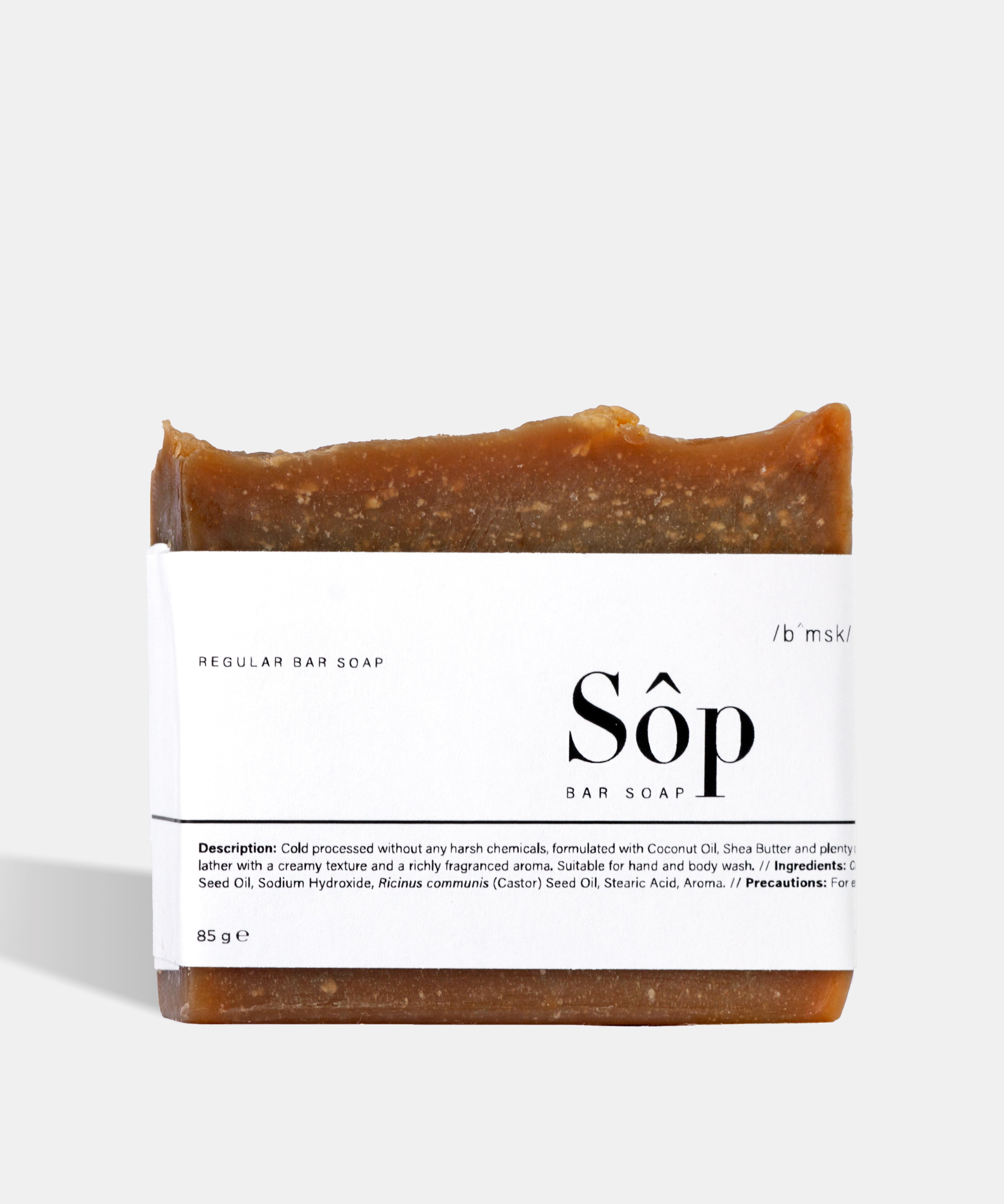 Atelier Beautanique Sôp Black Musk Soap Bar on Gray Background with Light Shadow