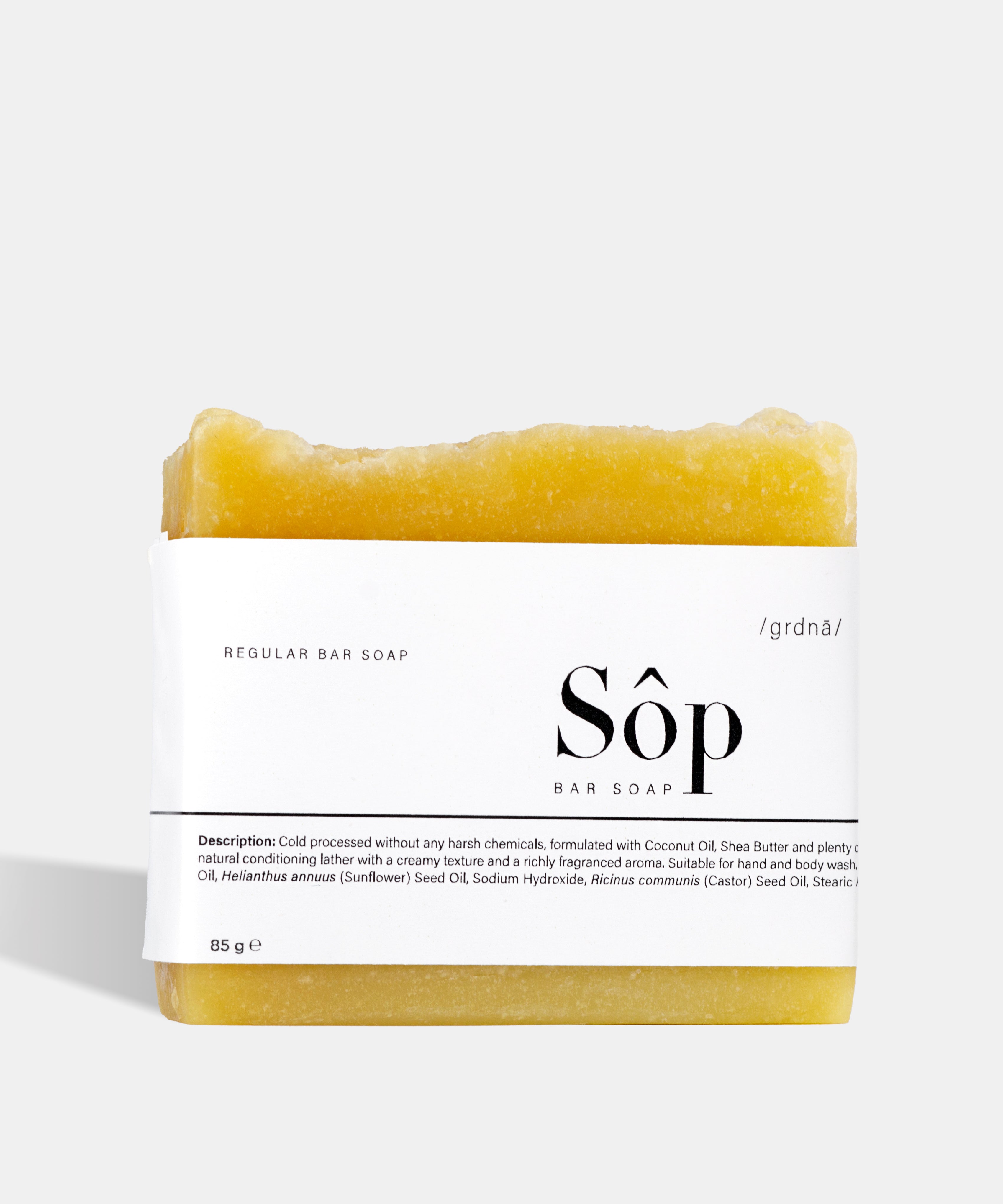 Atelier Beautanique Sôp Gardenia Soap Bar on Gray Background with Light Shadow