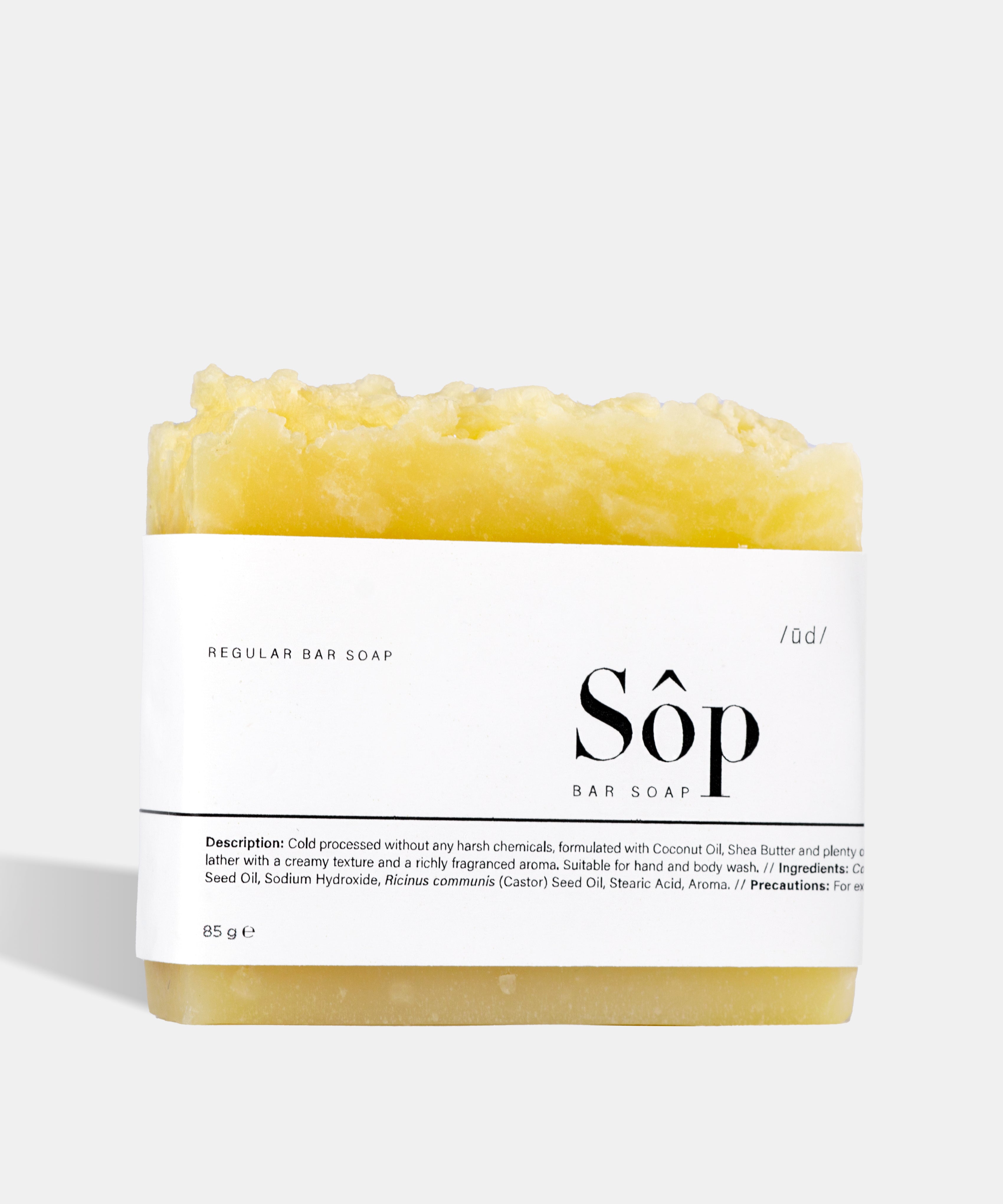 Atelier Beautanique Sôp Oud Soap Bar on Gray Background with Light Shadow