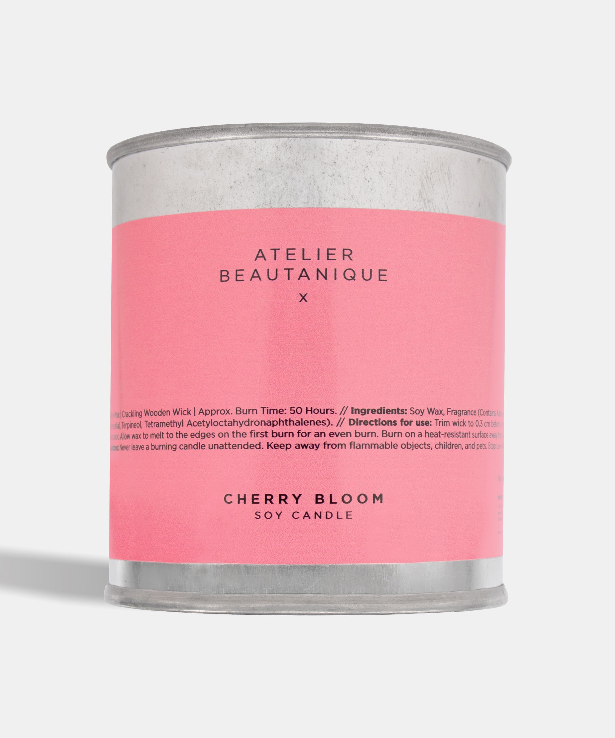 Atelier Beautanique Cherry Bloom Soy Candle on Gray Background with Light Shadow